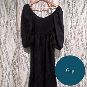 Smocked Black Midi Dress by Gap